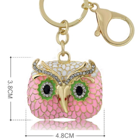 Chic Owl Crystal Metal Charm, Key Chain, Key Ring - Picture 3 of 5